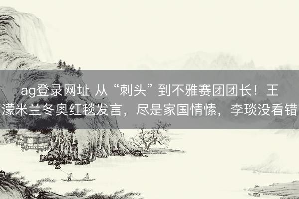 ag登录网址 从 “刺头” 到不雅赛团团长！王濛米兰冬奥红毯发言，尽是家国情愫，李琰没看错