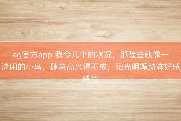 ag官方app 我今儿个的状况，那险些就像一只清闲的小鸟，肆意高兴得不成，阳光明媚助阵好感情