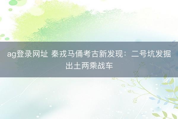 ag登录网址 秦戎马俑考古新发现：二号坑发掘出土两乘战车