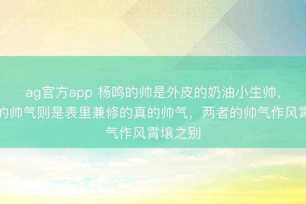 ag官方app 杨鸣的帅是外皮的奶油小生帅，巩晓彬的帅气则是表里兼修的真的帅气，两者的帅气作风霄壤之别