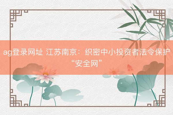 ag登录网址 江苏南京：织密中小投资者法令保护“安全网”