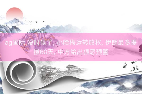 ag国际 没时候了, 小哈梅运转放权, 伊朗最多提拔60天, 中方给出狠恶预警